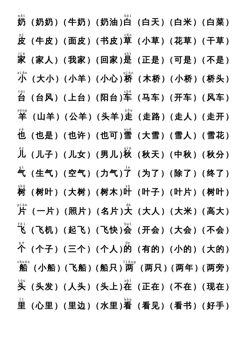 图片[3]-一年级语文上册上识字表生字组词(有答案）（部编版）-久久学科网