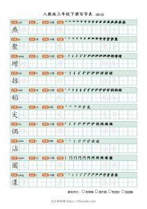 三年级语文下册写字表（30页）PDF（部编版）-久久学科网